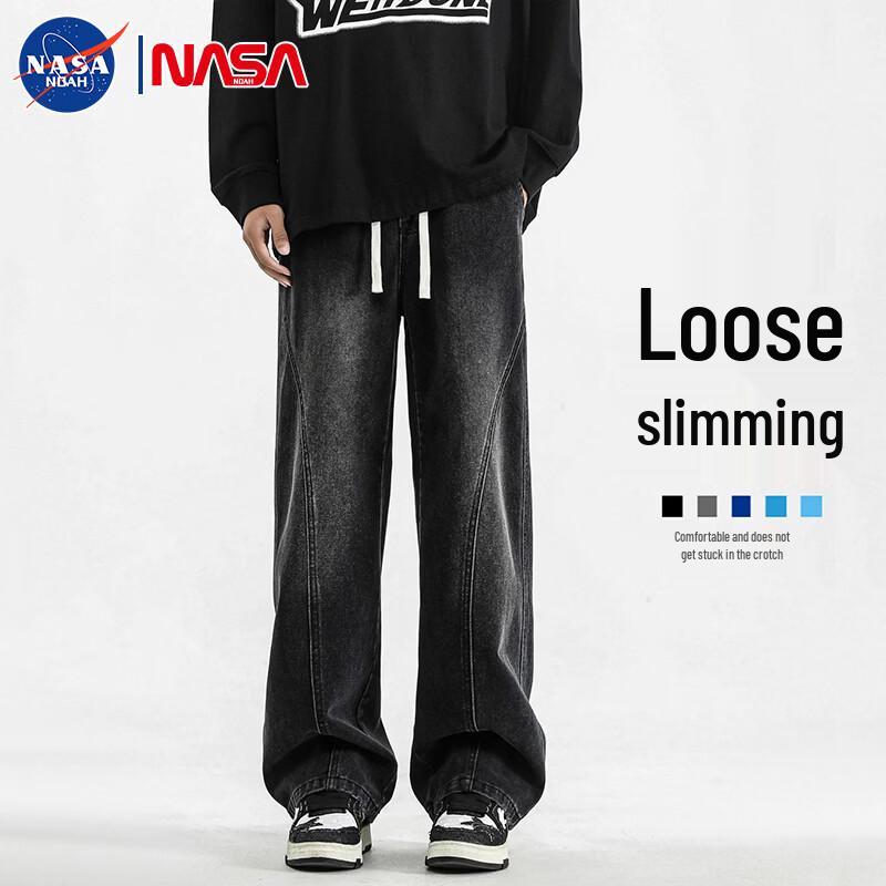 NASA NOAH Men's American Retro Loose Straight-Leg Jeans