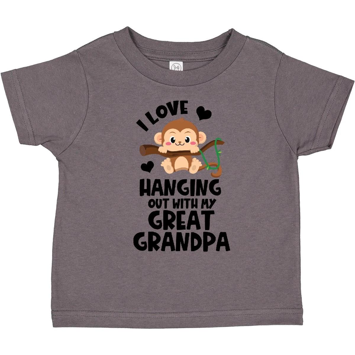 Inktastic Monkey I Love Hanging Out With My Great Grandpa Toddler T-Shirt Child 160