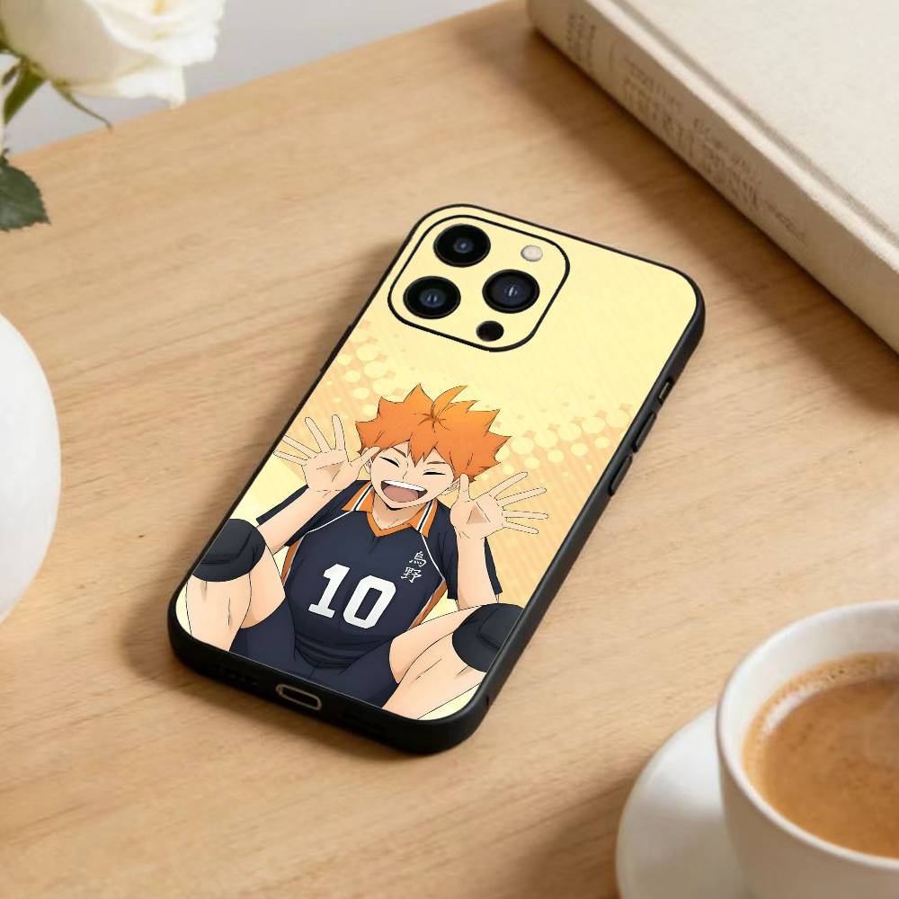 Anime H-Haikyuu Hinata Shoyo  Phone Case For iPhone17,16,15,14,13,12 Plus,Max Soft Silicone Black Cover