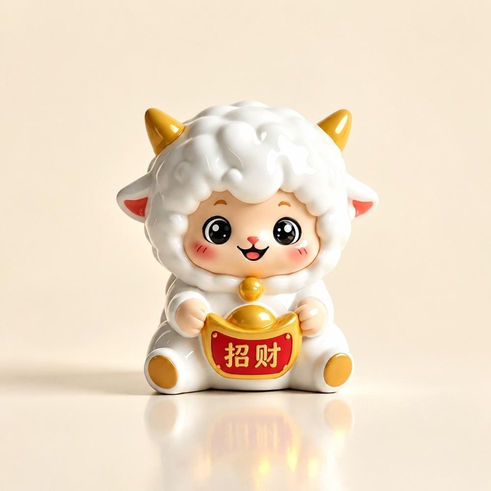 Resin Year of The Goat Ornament Lucky Theme Mascot Ornament Zodiac Figurines Spring Festival