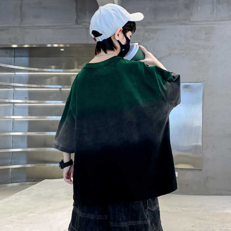 Korean Children's Clothes Trendy Gradient T-Shirt for Boys Girls Summer Short Sleeve Tee Tops Kids Clothes