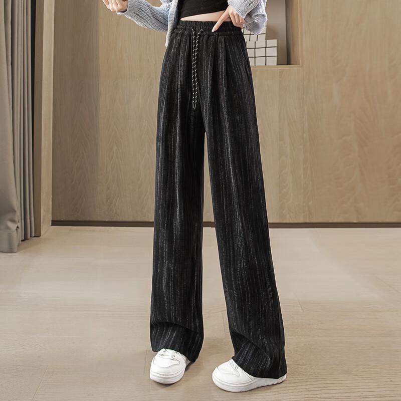 Sibaishe Women's Elastic Waist Tie-Dye Wide-Leg Drawstring Casual Pants