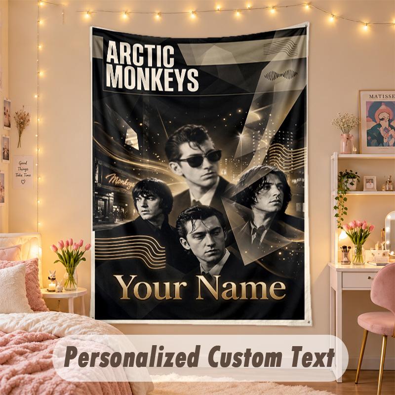 Custom Personalized Tapestry,Arctic Monkeys Print Custom Name Text Wall Art Hanging for Bedroom