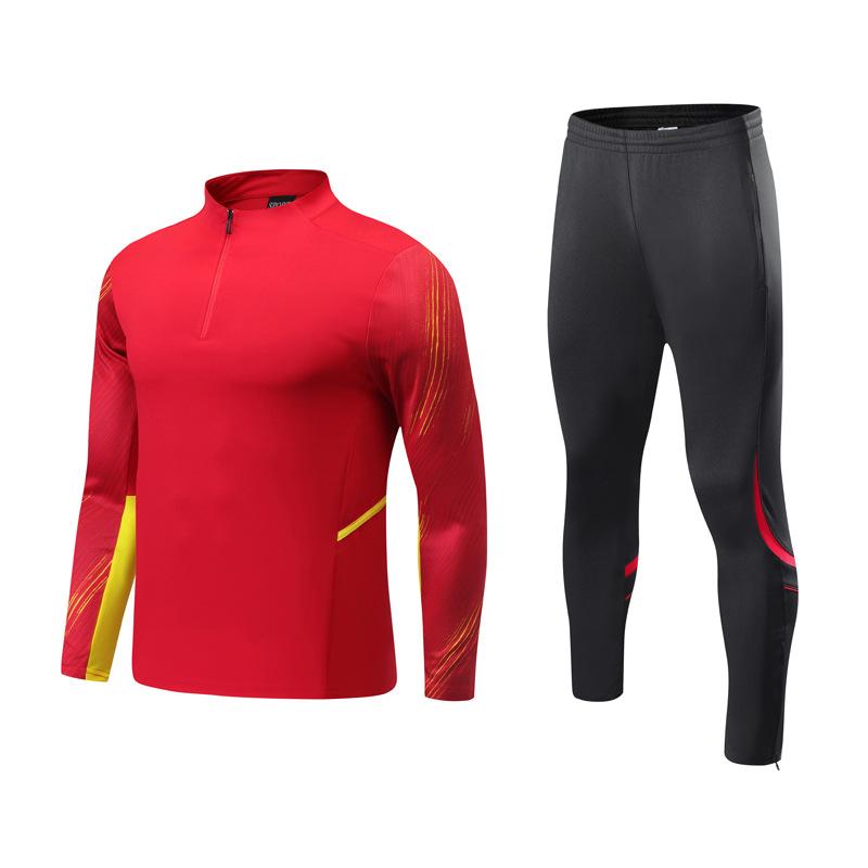 Long-sleeve football jersey sets, men's and women's autumn/winter half-pull sweatshirts, training team uniforms, children's competition uniforms, 