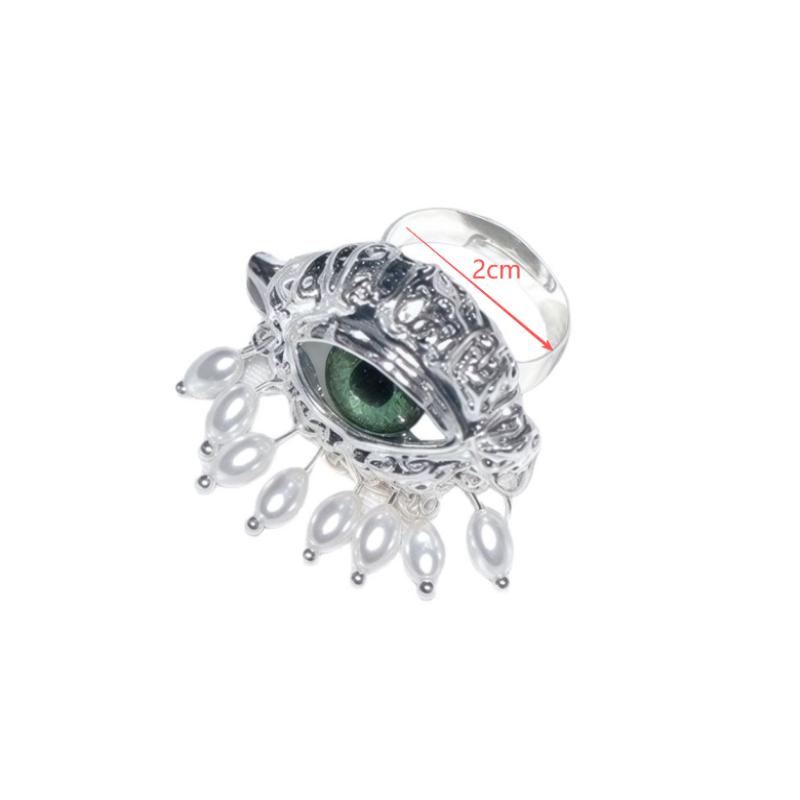 Jewelry Vintage Big Eye Ring Delicate Imitated Pearl Glaze Ring Tassels Exaggerated Opening Finger Ring Party Favors