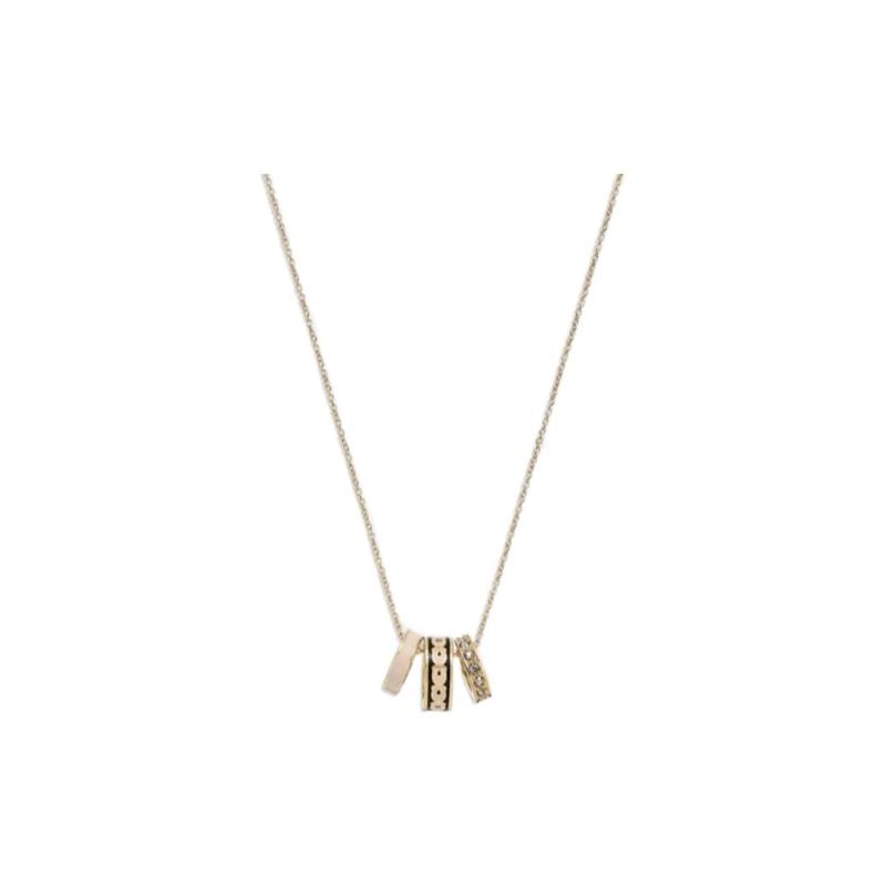 COACH Logo engraving, enamel brass, crystal necklace, women s gold