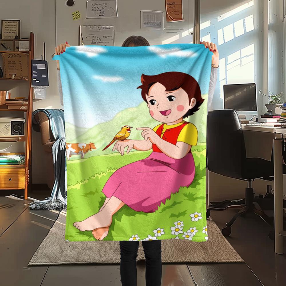 1pz Coperta in Flanella con Stampa Heidi, Alta qualità Confortevole per Tutte le Stagioni, Decorazione per la Casa, Calore e Comfort, Perfetta per Regali di Natale