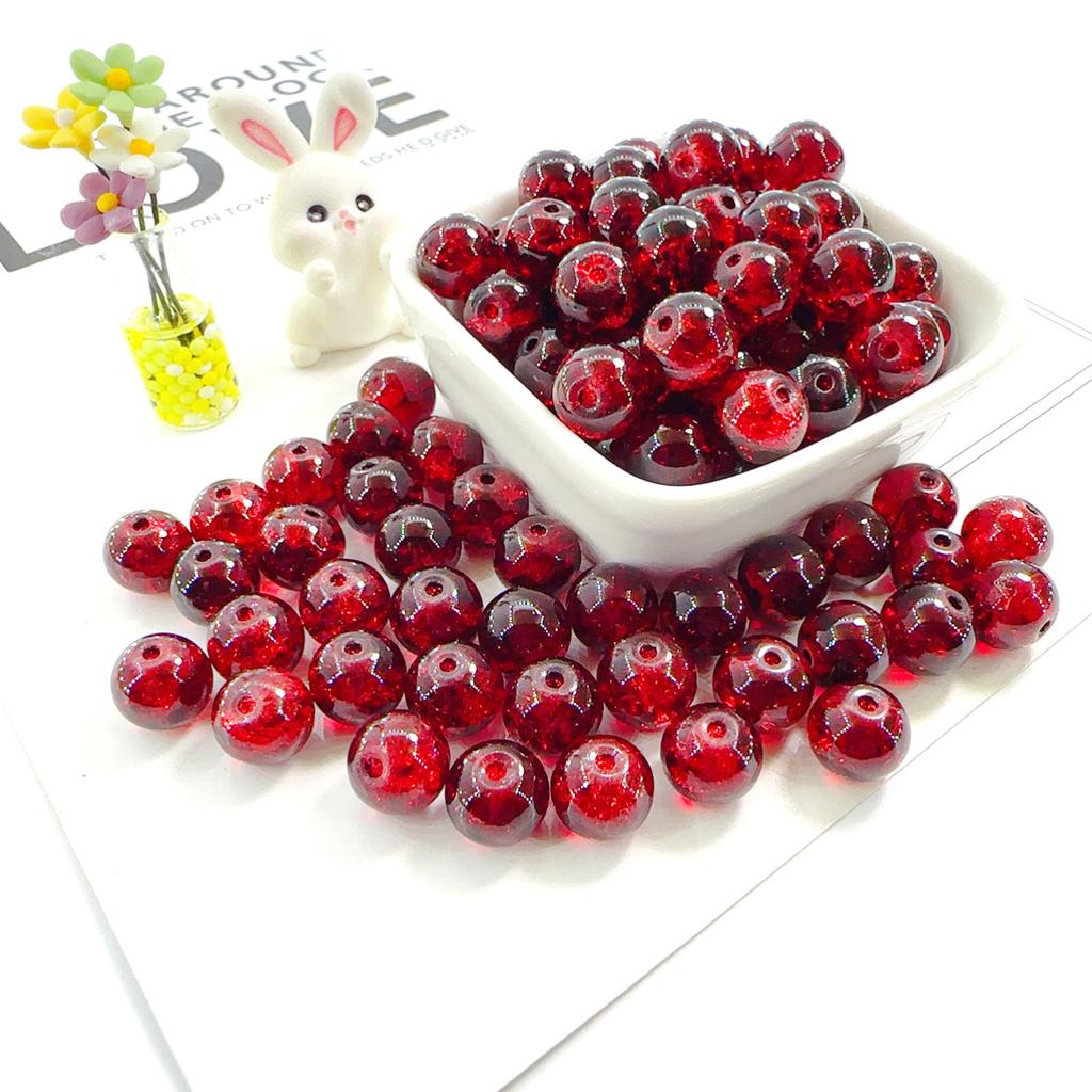 10mm Crackle Glass Round Beads, Loose Spacer Beads DIY Accessories for Bracelet Making 50pcs