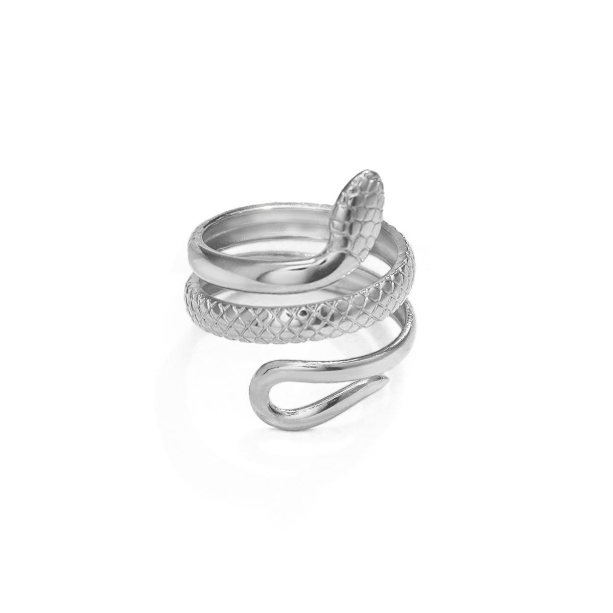 

1 шт. Нержавеющая сталь Классика Китай в год Змеи кольца для женщин пары с уникальным дизайном Sense ювелирные изделия подарок вечеринка аксессуары 17cm серебряный