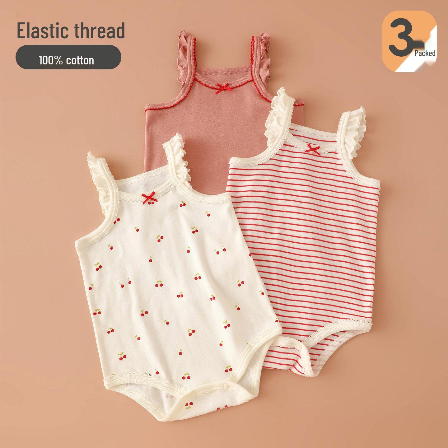 Summer Baby Lace Cotton Romper - Cute Newborn Crawling Jumpsuit Size 70