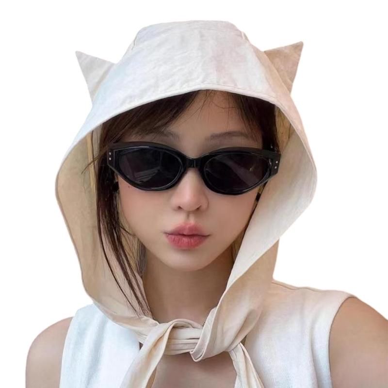 Stylish Devil Sun Hat Women Adjustable Strap Hat Cats Ear Shape Funny Hat for Beach and Travel