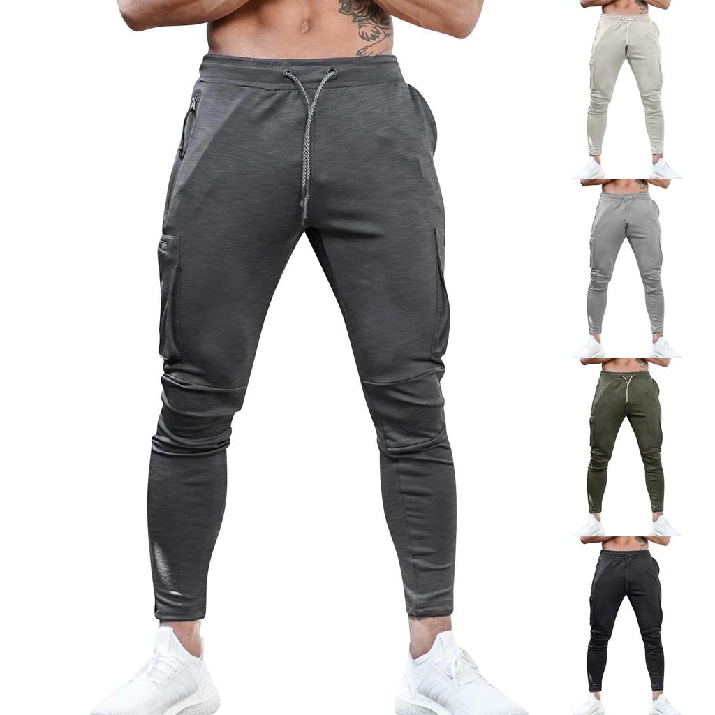 Men's Color Multi Pocket Outdoor Sports Fitness Running Training Cargo Pants