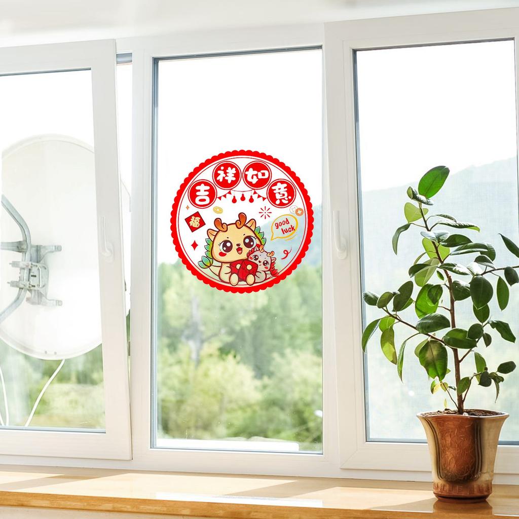 Fönsterdekaler Statisk Film Kinesiskt Nyår Fönsterdekaler Röd Vårfest Fönsterdekorationer