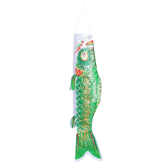 

Japanese Carp Windsock Outdoor Hanging Fish Shaped Flag Kite Wind Socks for Garden Backyard Home Sushi Bar Restaurant Decoration S зелёный