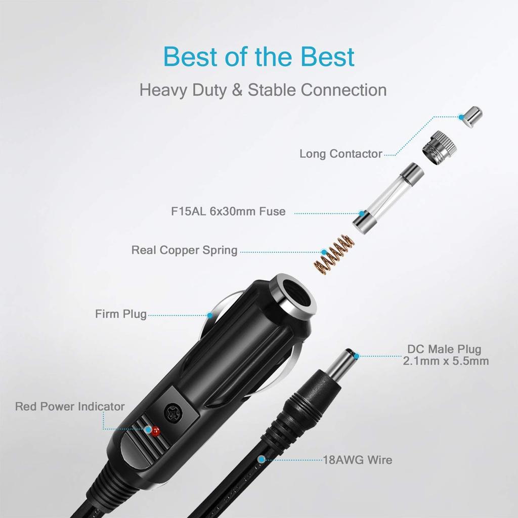 GTIWUNG 24V Car Cigarette Lighter Extension Cable, Cigarette Lighter Extension Cord, Lighter Plug,