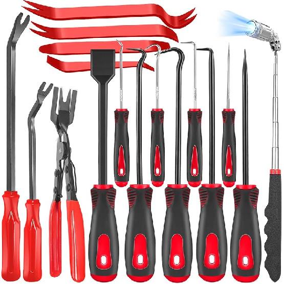 12PCS Automotive Hook And Pick Tool Set,Long & Mini Precision Puller Remover Tool Kit For Auto O-Ring,Seal & Gasket Removal,Mechanic Professional