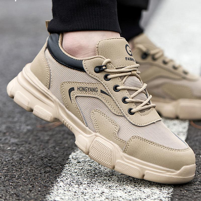 Oulylan  Men's Safety Shoes Anti-Smash Anti-Puncture Summer Breathable Work Shoes Lightweight Anti-Slip Construction Shoes