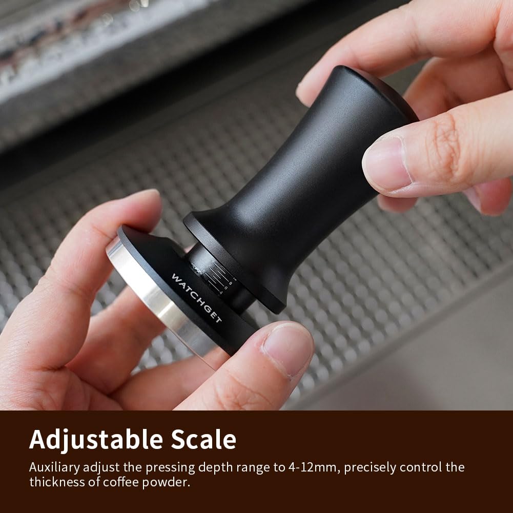 Watchget Tamper Espresso Maker Coffee Tamper Landfill Pressure Calibrated Tamper Constant Pressure Spring Flat Base Espresso Machine Coffee
