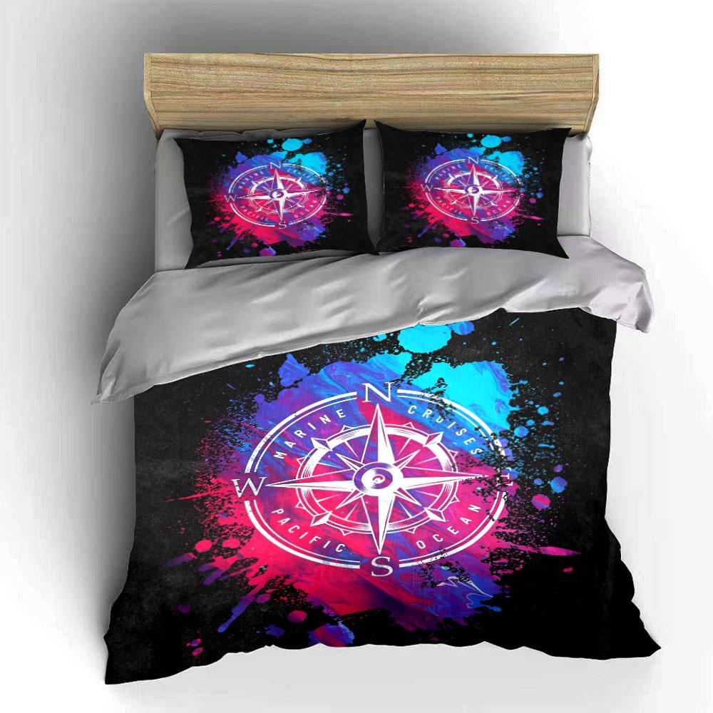 Vibrant Nautical Design Travel Set   kid s and adults  bedroom decor, Exquisite three-piece bedding set gift 135x200cm
