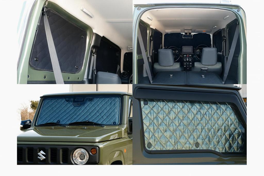 Set of 6 Aftermarket Sunshades for Suzuki Jimny and Light Heat UV Suction Perfect for Car Summer and Includes Storage Bag JB64W/JB74W (front, Side,