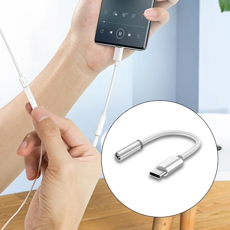 Portable Earphone Audios Adapter Cable Type C to 3.5mm Headphone Adapter USB C to 3.5mm Audios Dongle Cable Cord 12cm