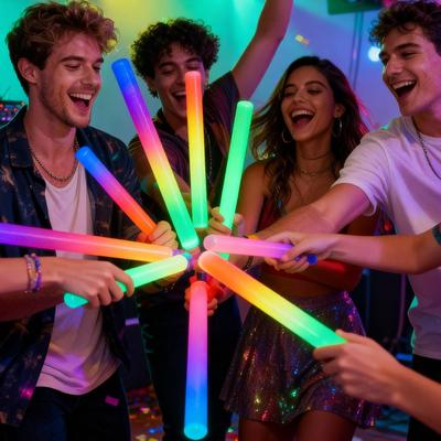 15 Pièces Bâtons Lumineux LED en Gros Bâtons en Mousse Lumineux Colorés Tube d'Encouragement Lumière Sombre pour Fournitures de Fête de Noël Anniversaire Mariage
