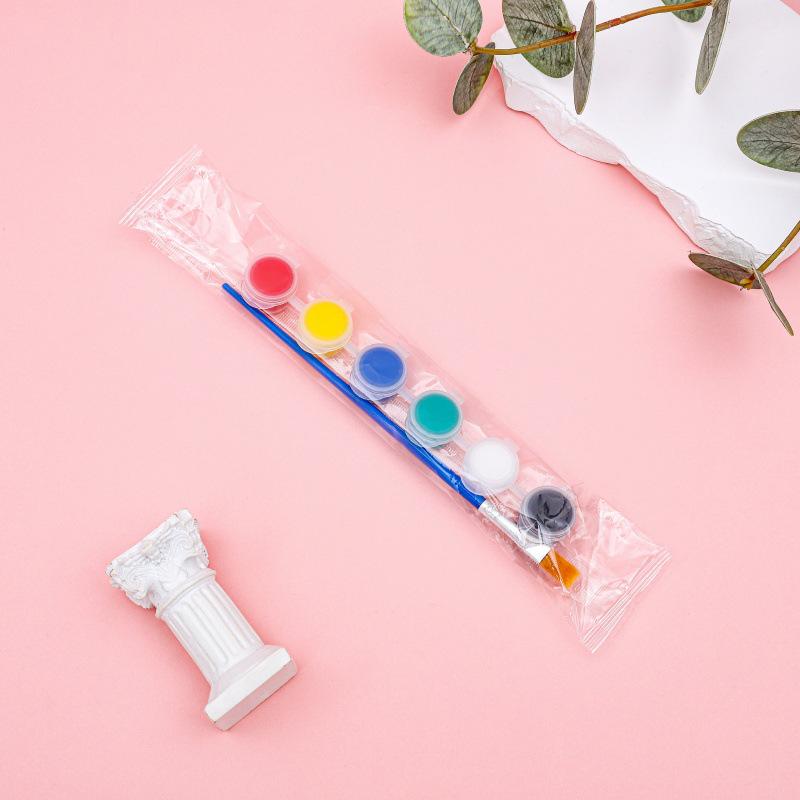 12-Color Acrylic Paint Strips with Plaster Doll for Kids DIY Graffiti, 3ml Each