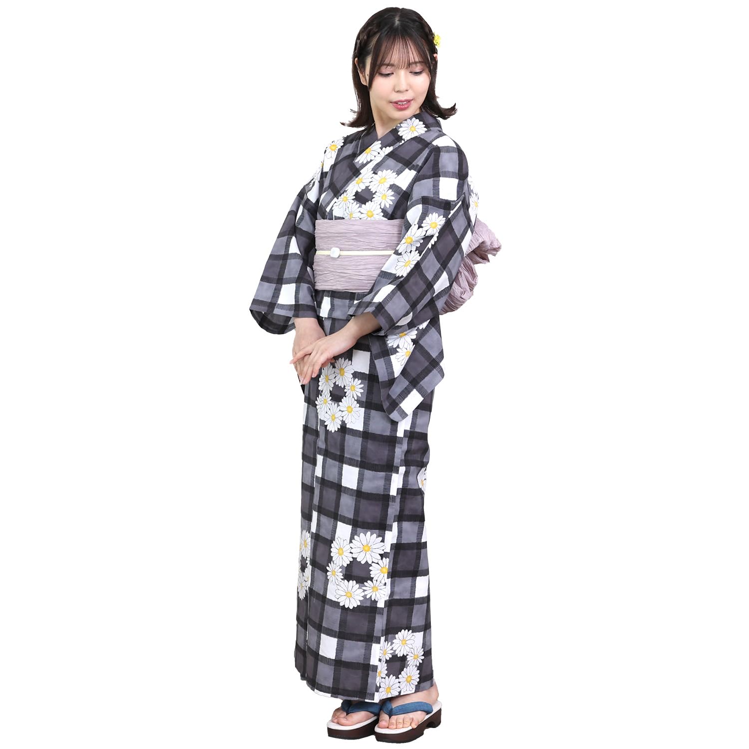 

Kyoto Kimono Yuzen Women s Yukata (Single Item), Dyed and Sewn in Japan, Made of Combed Cotton, Retro Style, Floral Print, Summer Kimono (Margaret)