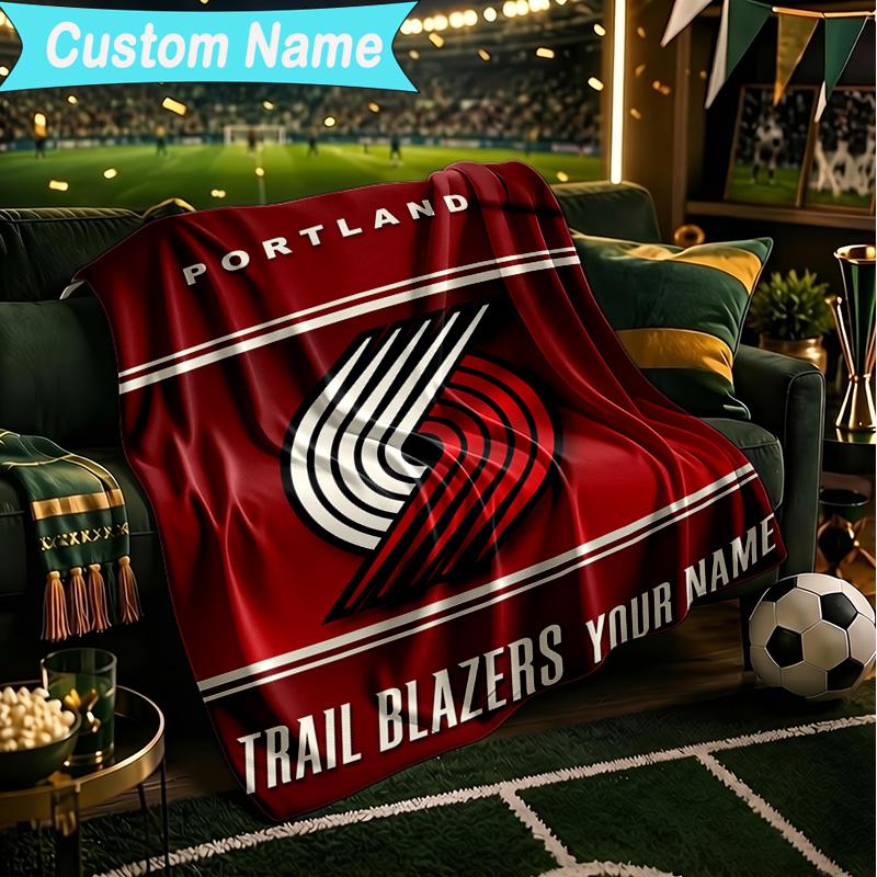1PC Custom Name Blanket Portland Blazers Artwork Flannel Blankets Patterns Throw Blanket All-Season Soft Gift for Couch, Bed, Camping, Birthday Gifts