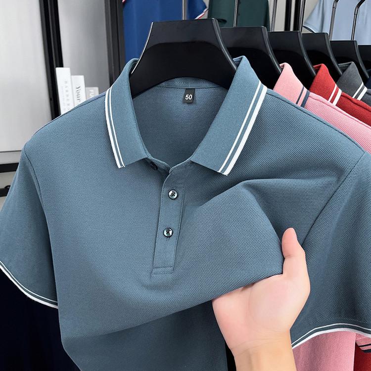 Men's 100% Cotton Short Sleeve Lapel Polo Shirt - 2026 Summer Casual Loose Fashion Top