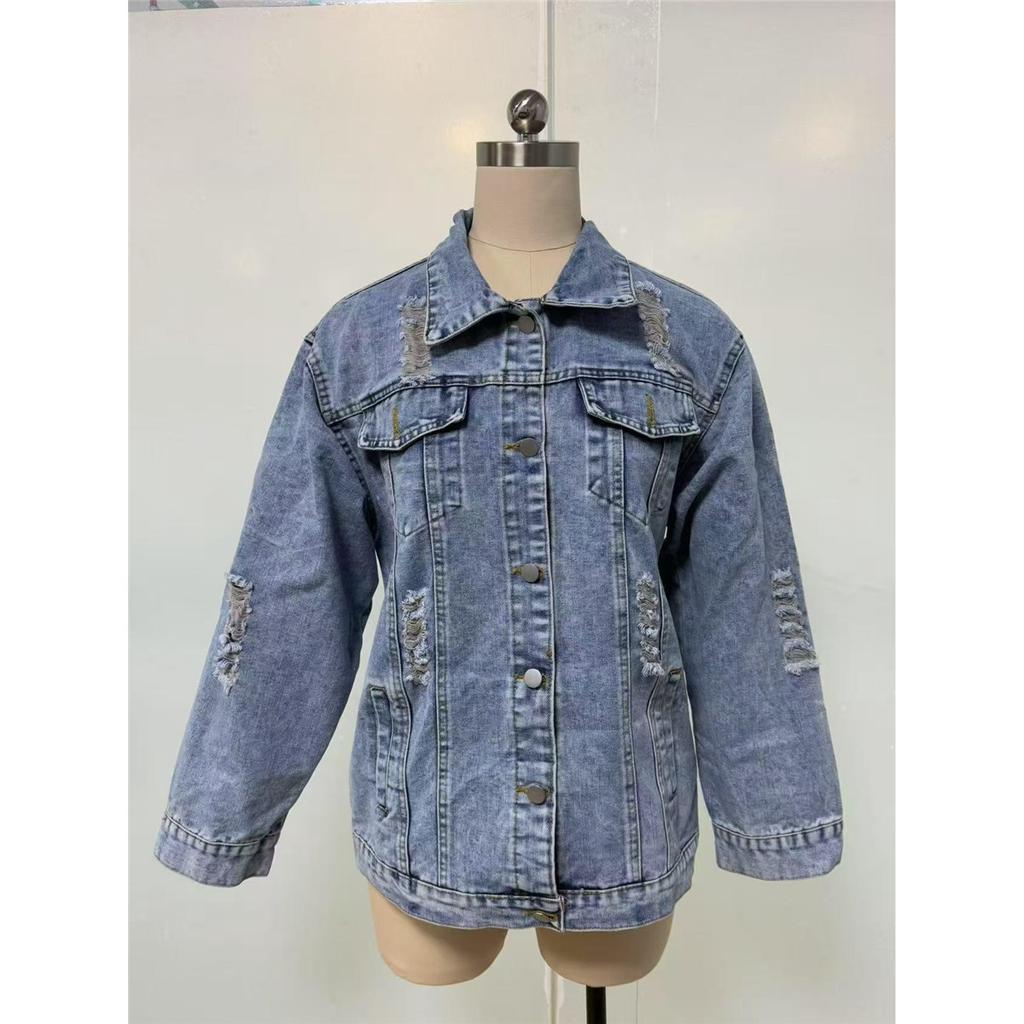 Γυναικείο Υπερμεγέθη Τζάκετ Boyfriend από Ξεβαμμένο Ντένιμ