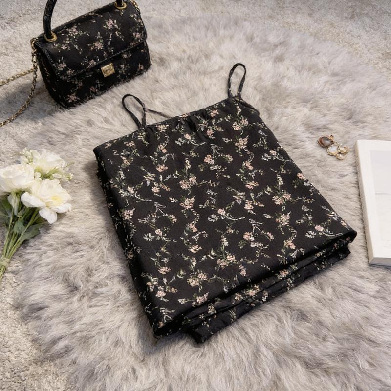 2026 Summer New Arrival: Sleeveless Square Neck Dress with Cinched Waist and Irregular Ditsy Floral Design