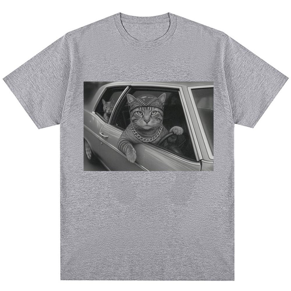 Camiseta Vintage Divertida De Gato Gang Meme Para Mujercamiseta Fresca a La Modacamisetas Informales De Verano De Gran Tamaño