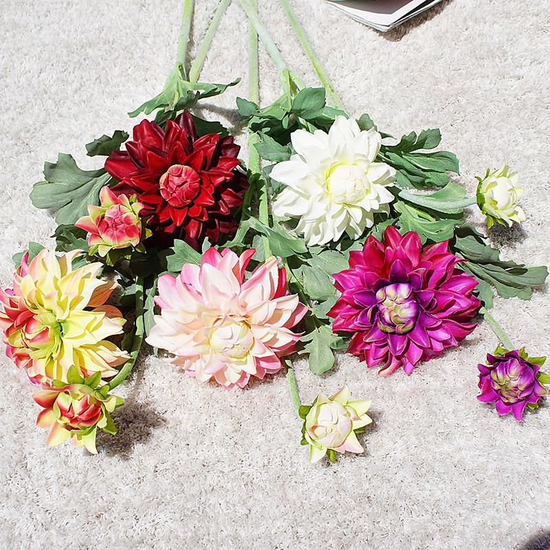 Artificial Flower High Quality Dahlia Flower Artificial Real Touch Dahlias For Wedding Home Decoration