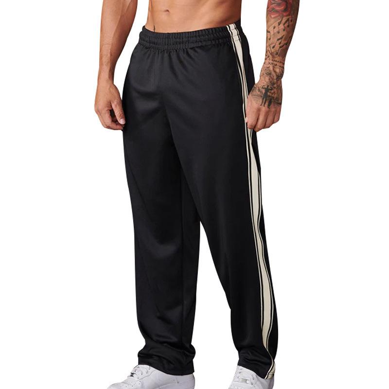 New Style Striped Men's Straight-Leg Trousers Relaxed-Fit Sports Long Trousers Casual Trousers