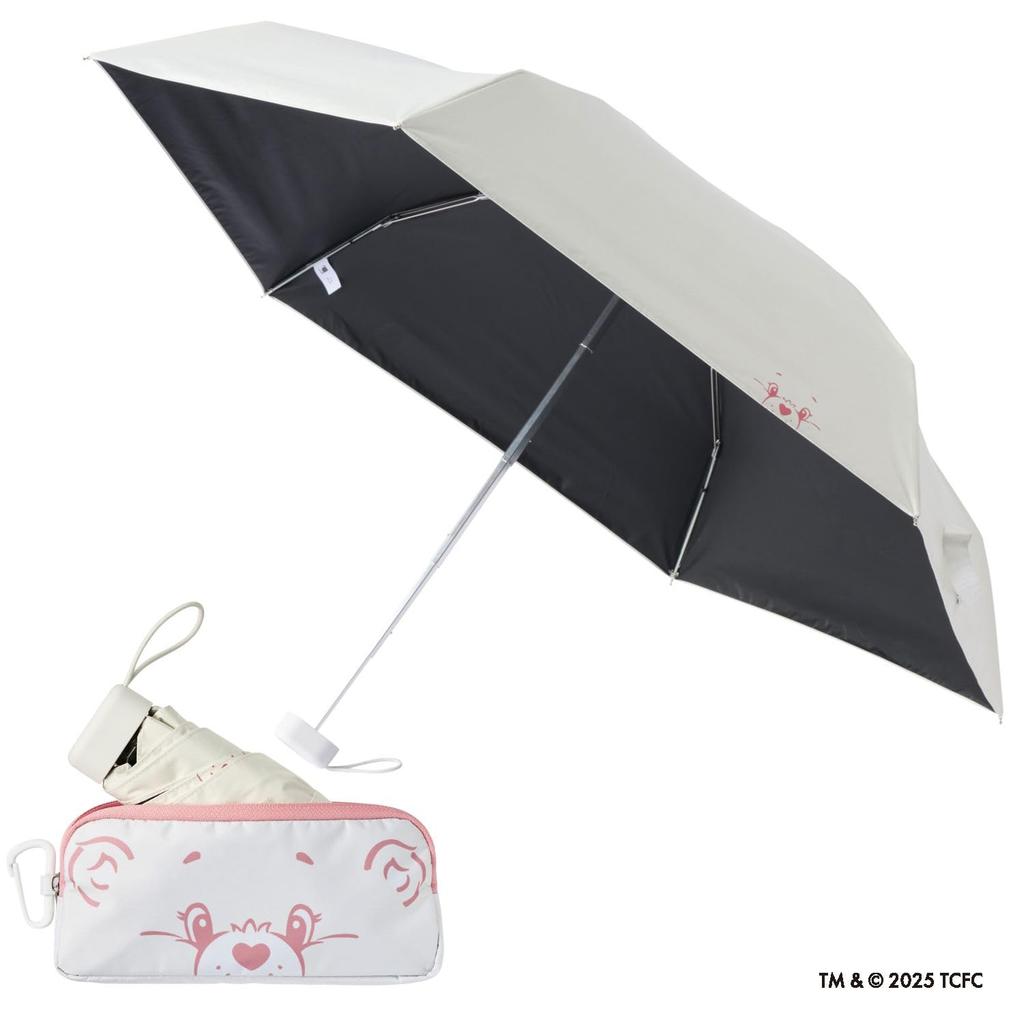 [Moonbat] CARE BEARS™ Folding Parasol, Compact, Heat-Blocking, Sun-Blocking, UV Protection, UPF50+, Suitable for Sunny and Rainy Days, with Carabiner