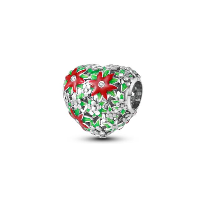 925 Silver Colorful Round Inlaid Zircon Charms Beads Pendant Fit Bracelet 925 Silver Jewelry Gift