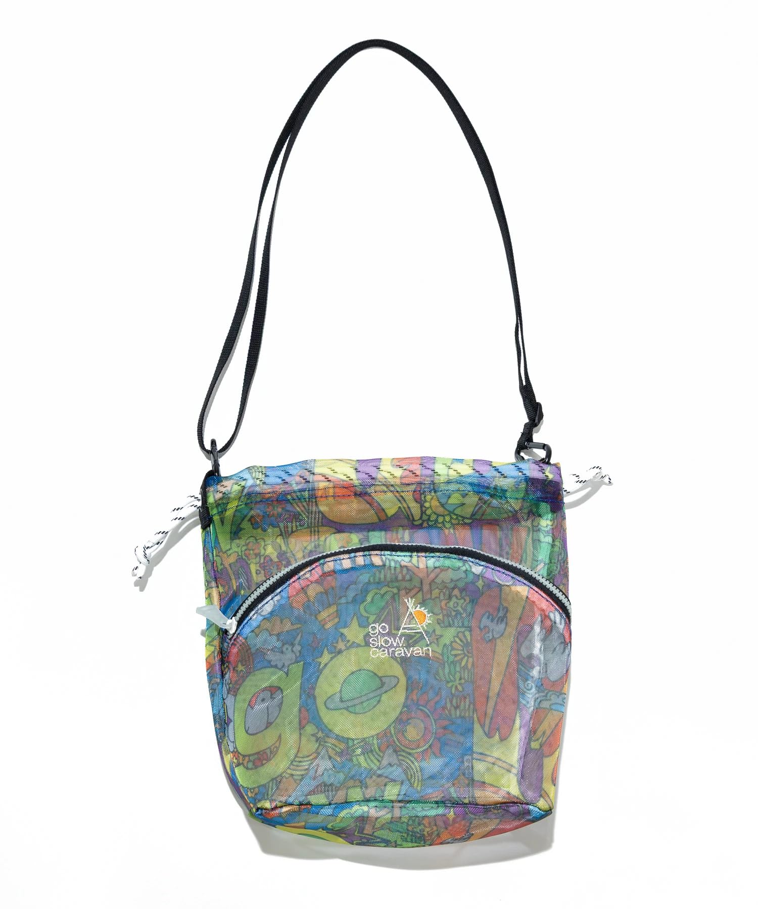 

[go slow caravan] 348101 All-over Pattern Mesh Drawstring Pouch, Psychedelic, Free Size