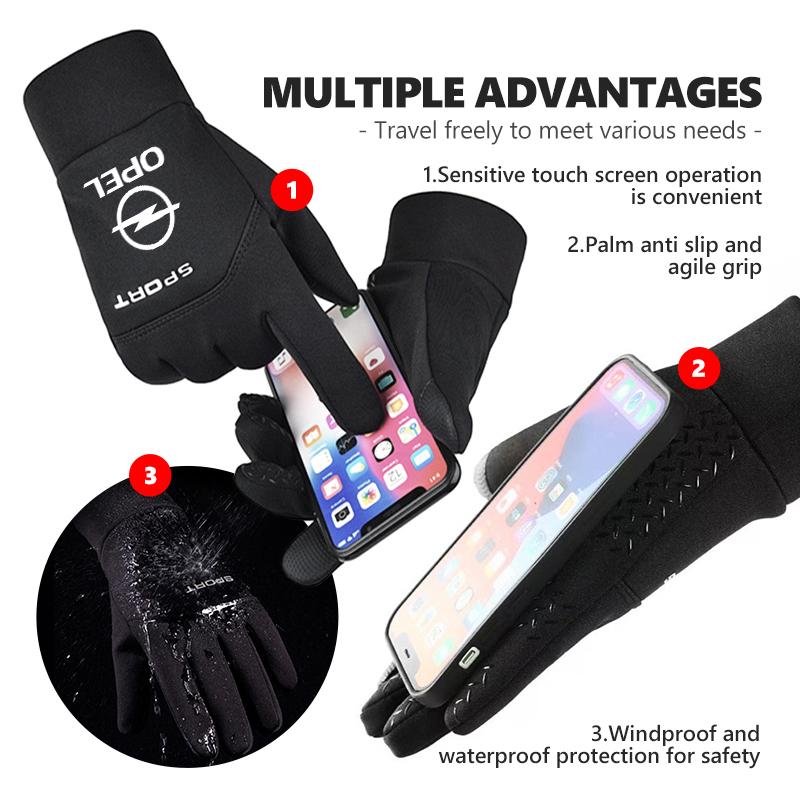 Winter Thermal Touchscreen Gloves Waterproof Anti Slip Outdoor Riding Accessories For Opel Insignia Astra G J F K Vectra C H