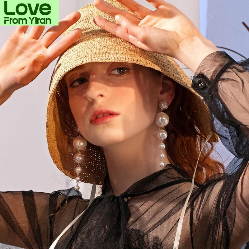 Exquisite Craftsmanship Simulated Pearl Stud Earrings Trendy Fashionable Long Bold Statement Earrings Womenn Gathering Gathering Wedding Occasion