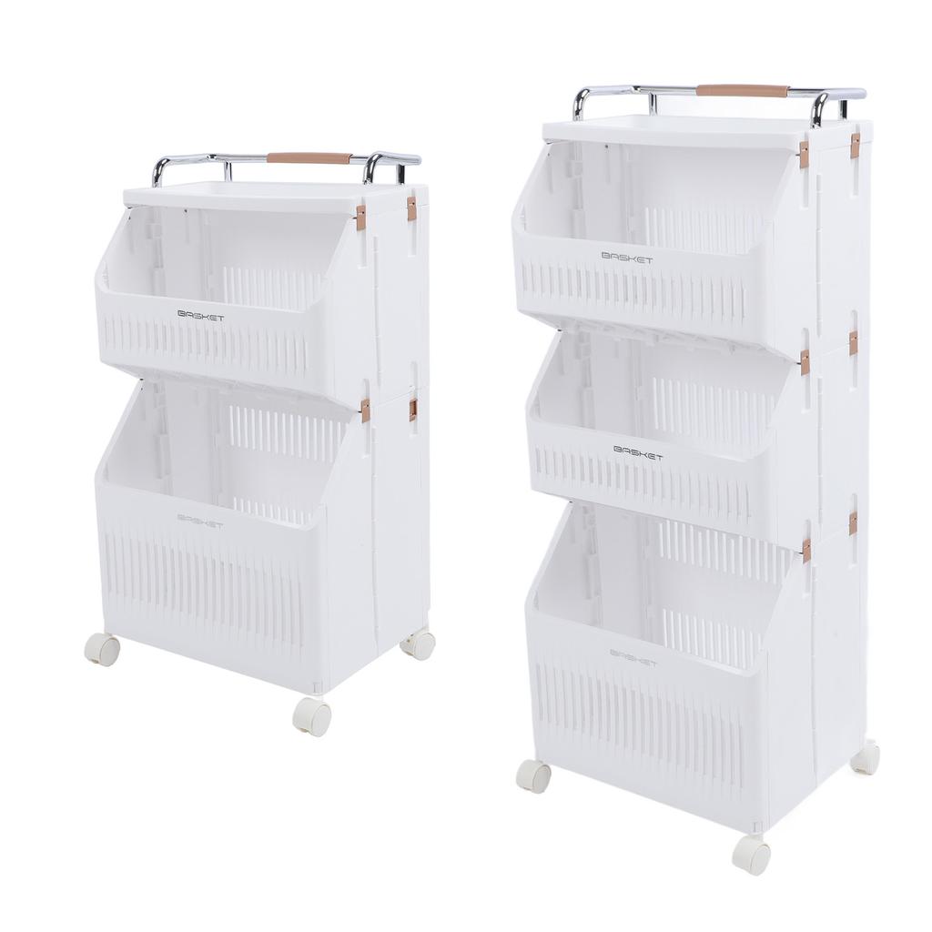 Carrello Portaoggetti a Rotelle Multifunzione Organizer a Rotelle Pieghevole per Bucato con 4 Ruote