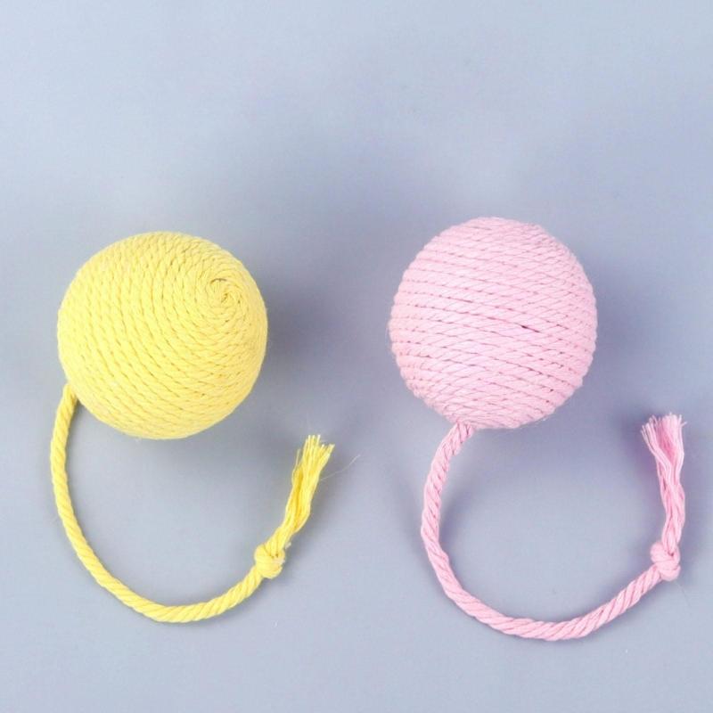 Sisal Balls Cat Squeaky Toy Kitten Balls Toy Cat Interactive Toy Funny Balls Teaser Self-playing Cat Scratcher Toy Balls