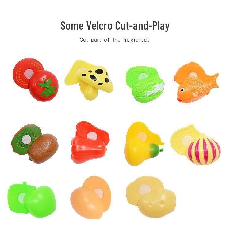 Large Kids' Grocery Cart with Fruit & Vegetable Play Set for Playhouse