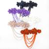 1Pcs Flash Crystal Tassel Chest Flower Shoulder Patch New Bead Applique High Quality Satin Pleated Handmade 3D Flowers Tassel