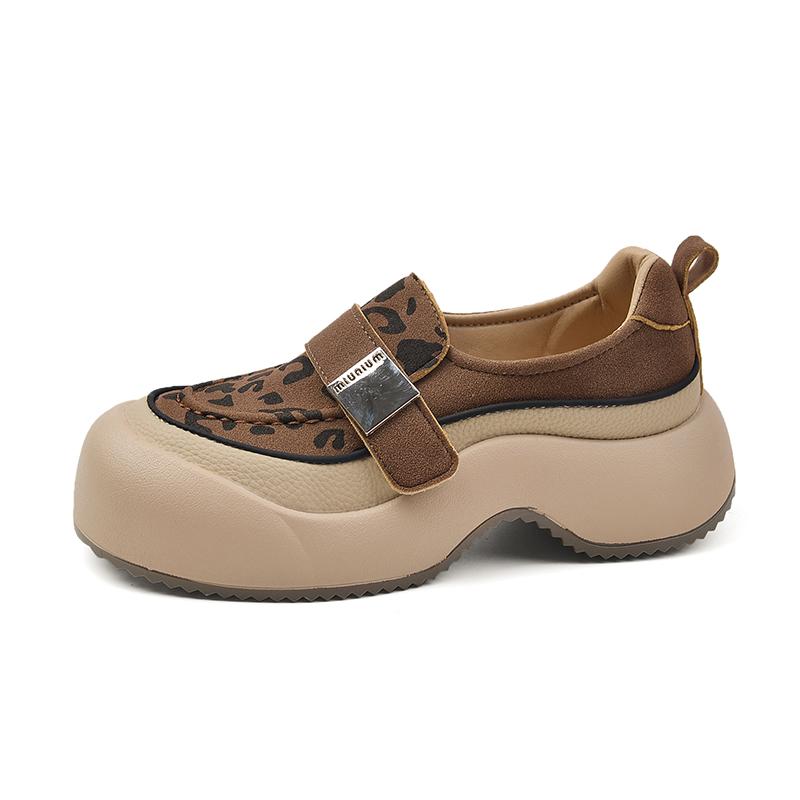 Mocasini cu platformă leopard Pantofi de piele întoarsă Pantofi sport pentru femei Balerini casual Sport Femei Brand Toamnă Alergare 2024 Tendință Confortabili Zapatilas Mujer