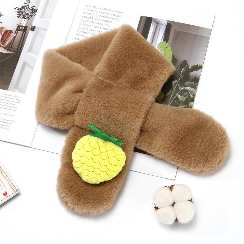 Children'S Scarf Winter Cartoon Plush Children'S Scarf Boys And Girls Warm Cross Imitation Rabbit Hair Children'S Neck