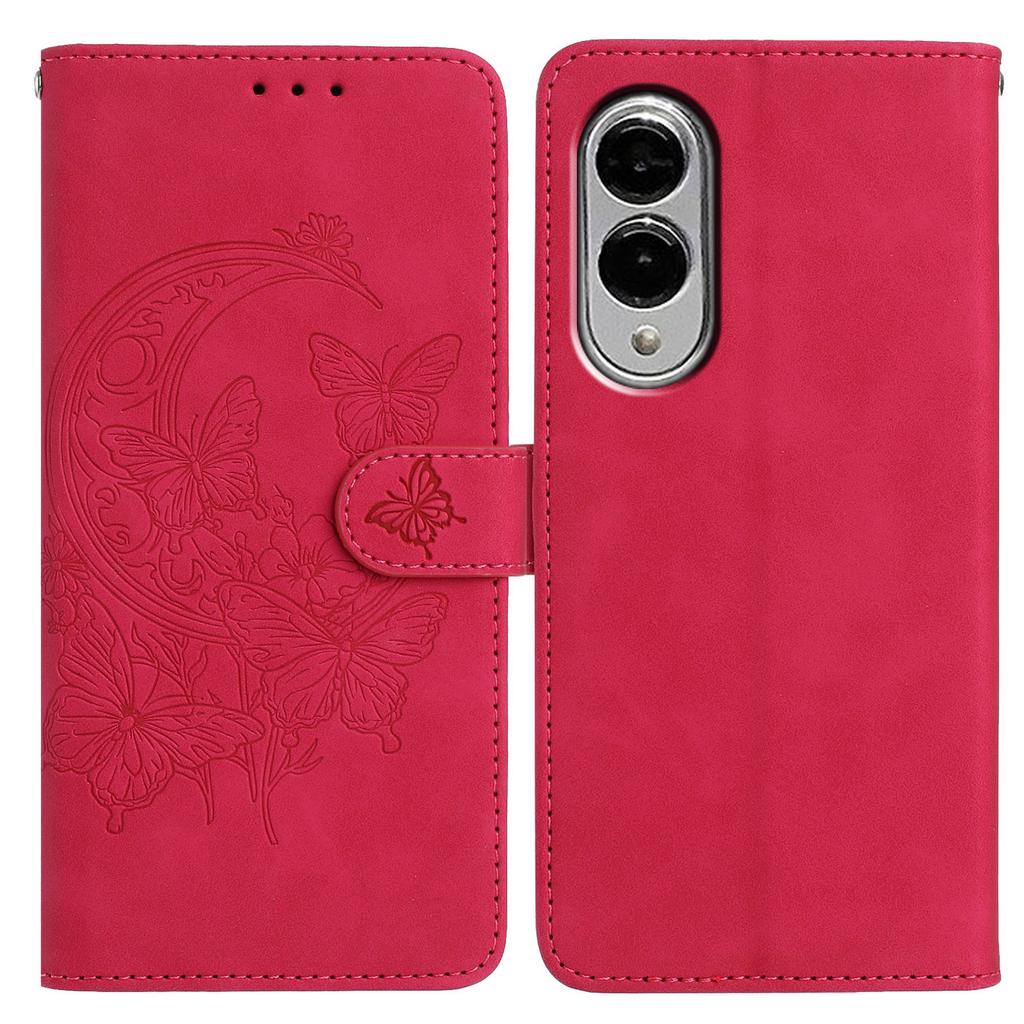 Für Samsung Galaxy S25 Edge Hülle Schmetterling Blume Geprägt PU Leder Brieftasche Ständer Handyhülle