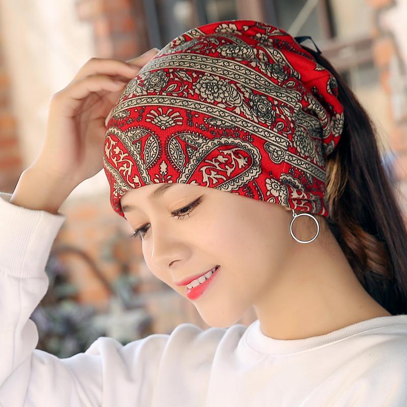 Unisex Beanie Scarf 2-in-1 Ethnic Print Knit Hat with Neck Warmer - Windproof Stretchable Cap for Winter -30°C Cold Proof