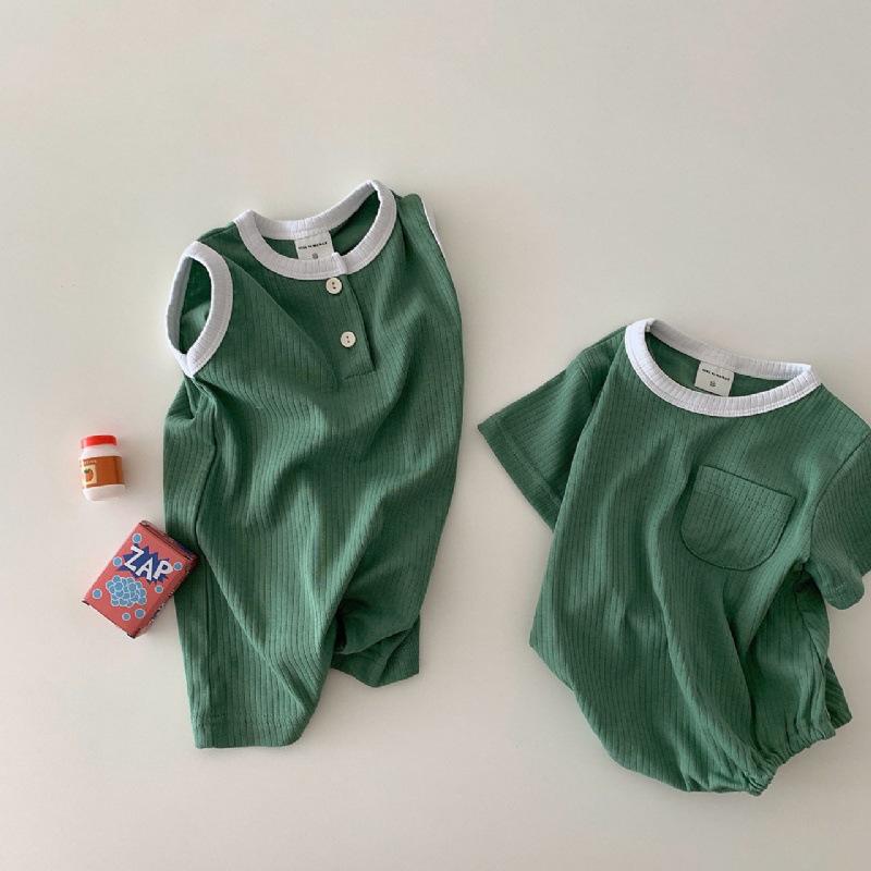 Baby Solid Cool Sleeveless Romper Toddler Boys Loose Comfortable Casual Outwear Jumpsuit Infant Clothes Kids Girls Onesie 0-24m