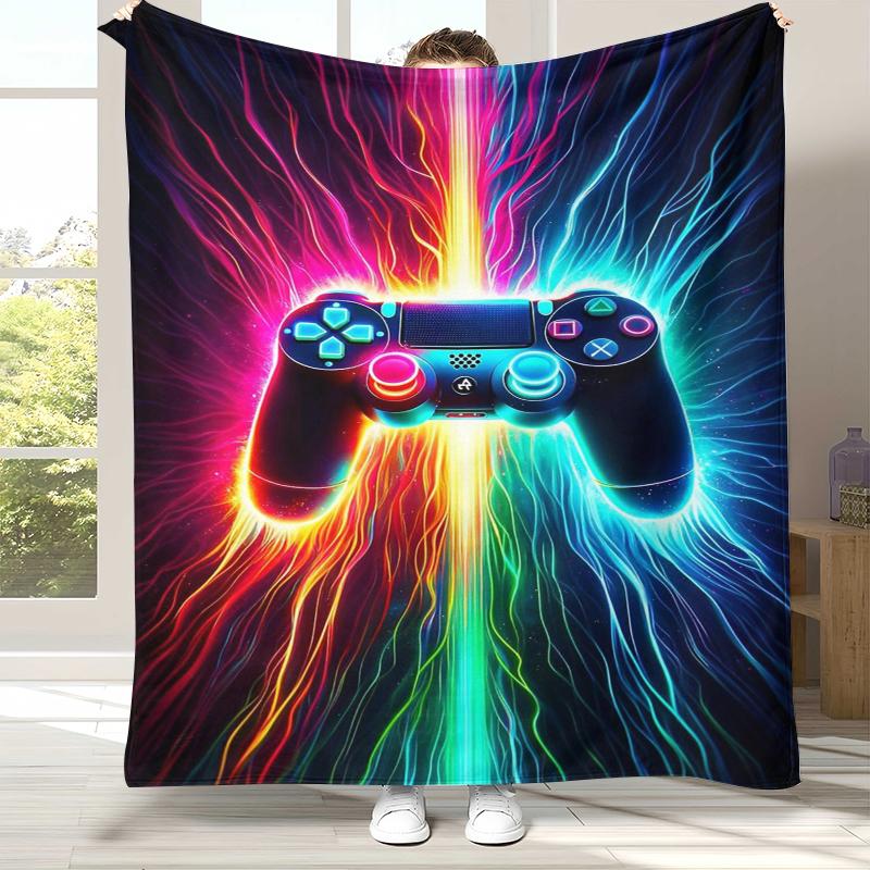 Cartoon Game Gamer Zone Controller Logo Flannel Blanket,Ultra Soft Warm Plush Throw for Home Bedroom Bed Sofa Cover Picnic gift